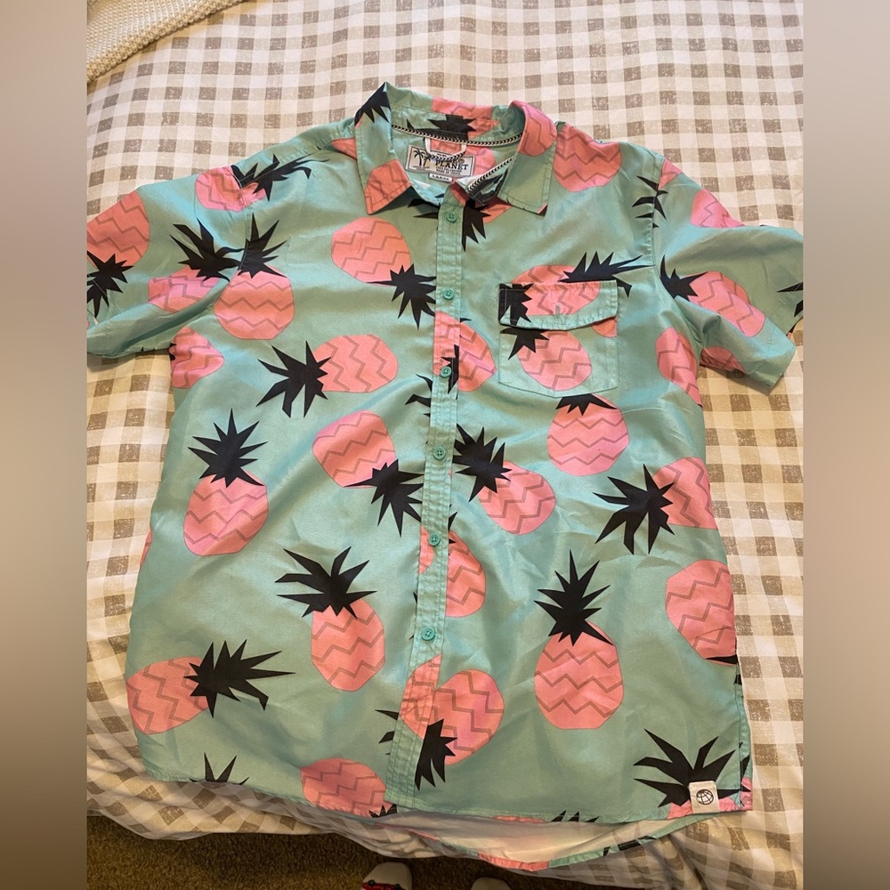 Tropical Pineapple Print Men's Shirt